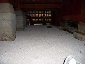施工実績　箱根神社　お神輿　調湿・断熱材を敷設